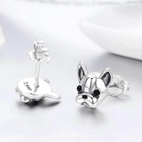 Silver French Bulldog Stud Earrings - Soffi Store