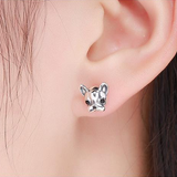 Silver French Bulldog Stud Earrings - Soffi Store