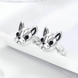 Silver French Bulldog Stud Earrings - Soffi Store